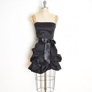 vintage Y2K party dress Jessica McClintock black bubble strapless short prom S
